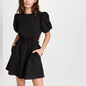 English Factory Little Black Cut-Out Poplin Mini Dress Pockets Size‎